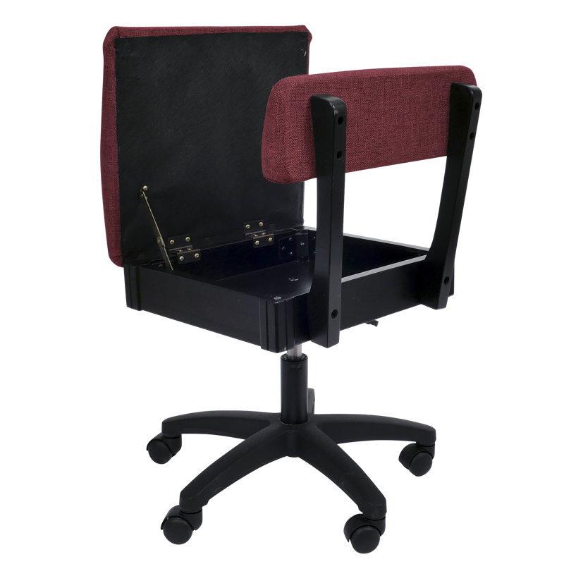 Adjustable Height Hydraulic Sewing Chair with Under Seat Storage by Arrow Classic Sewing Furniture Baroness Black